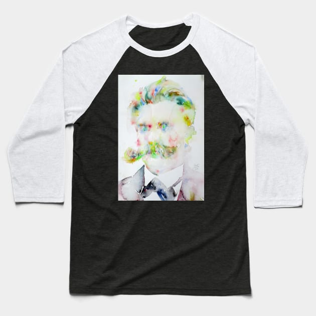 FRIEDRICH NIETZSCHE watercolor portrait .7 Baseball T-Shirt by lautir